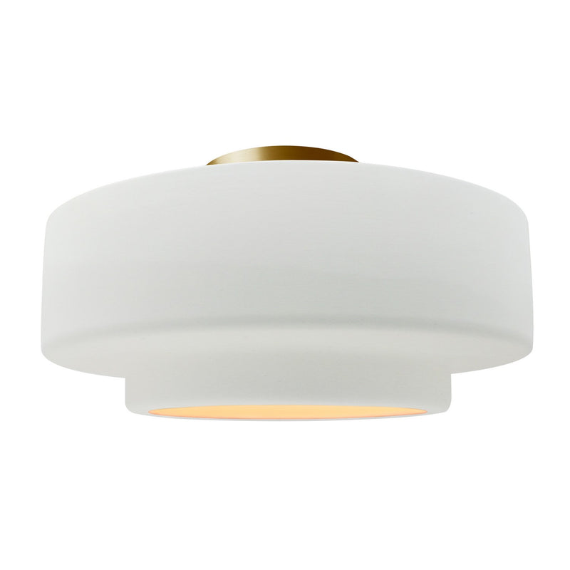 Justice Designs CER-6365-WTWT-BRSS One Light Semi-Flush Mount, Gloss White (outside and inside of fixture)