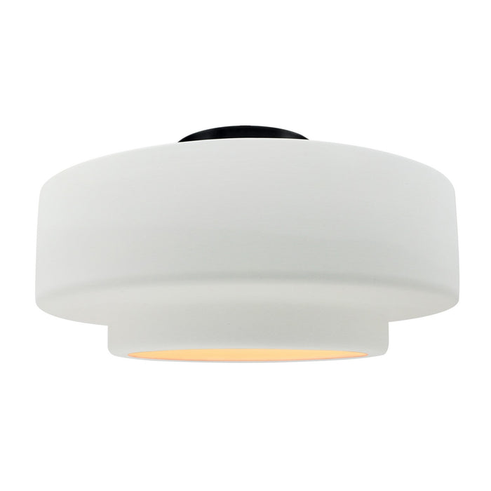 Justice Designs CER-6365-WTWT-MBLK One Light Semi-Flush Mount, Gloss White (outside and inside of fixture)