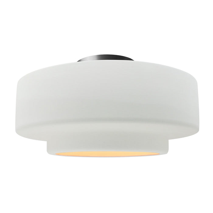 Justice Designs CER-6365-WTWT-NCKL One Light Semi-Flush Mount, Gloss White (outside and inside of fixture)