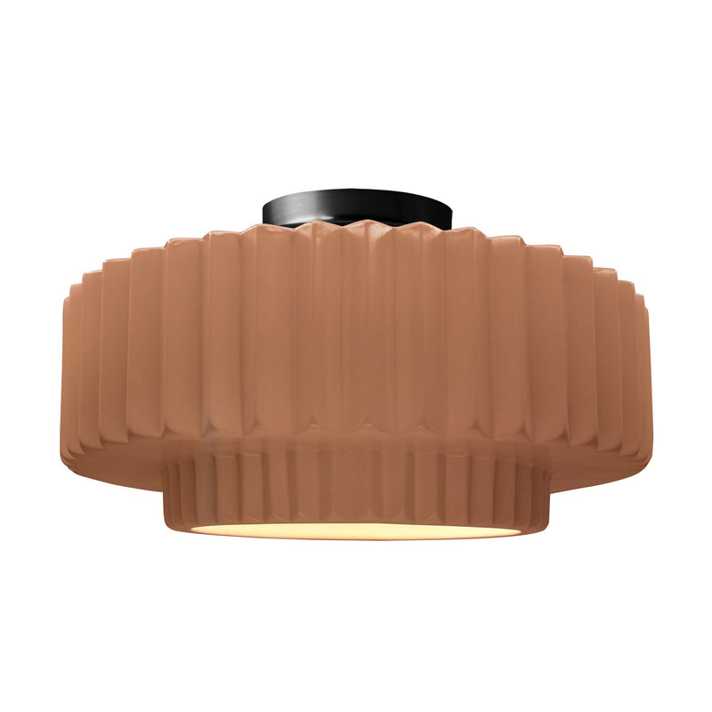 Justice Designs CER-6375-ADOB-MBLK One Light Semi-Flush Mount, Adobe