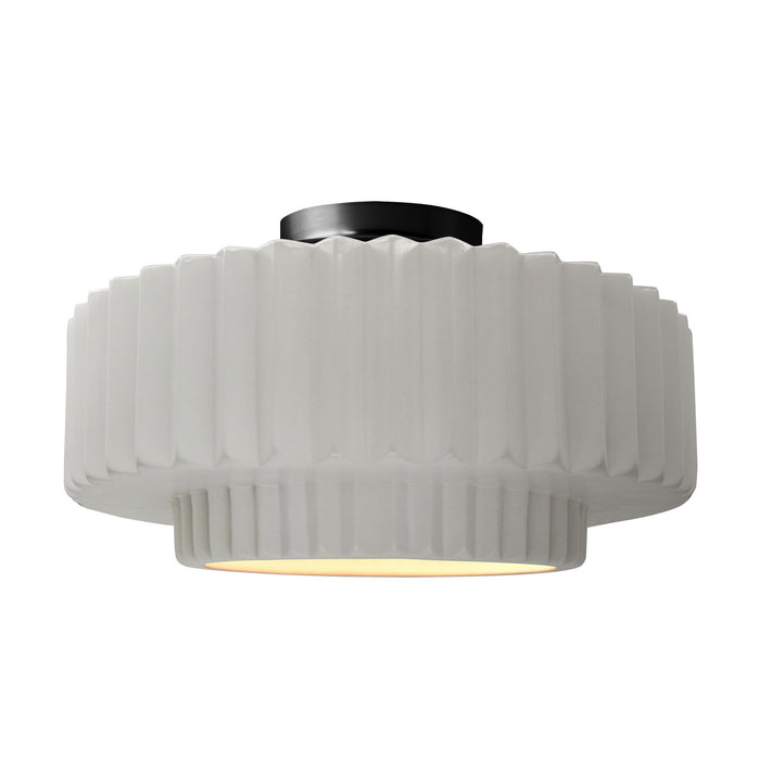 Justice Designs CER-6375-BIS-MBLK One Light Semi-Flush Mount, Bisque