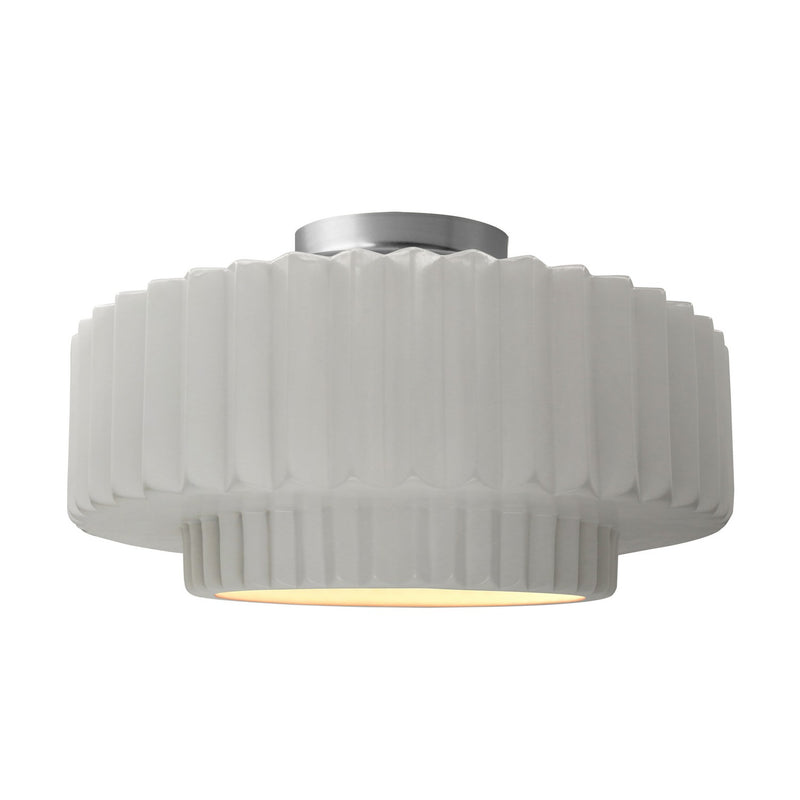 Justice Designs CER-6375-BIS-NCKL One Light Semi-Flush Mount, Bisque