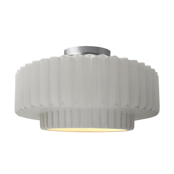 Justice Designs CER-6375-BIS-NCKL One Light Semi-Flush Mount, Bisque