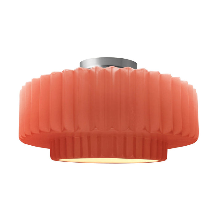 Justice Designs CER-6375-BSH-NCKL One Light Semi-Flush Mount, Gloss Blush