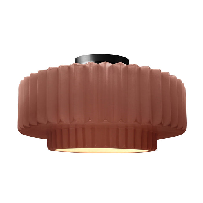 Justice Designs CER-6375-CLAY-MBLK One Light Semi-Flush Mount, Canyon Clay
