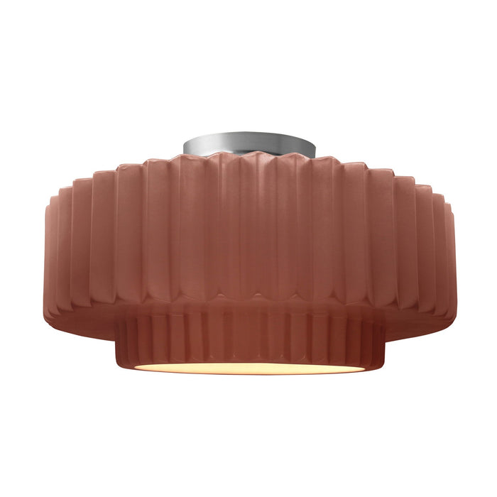Justice Designs CER-6375-CLAY-NCKL One Light Semi-Flush Mount, Canyon Clay