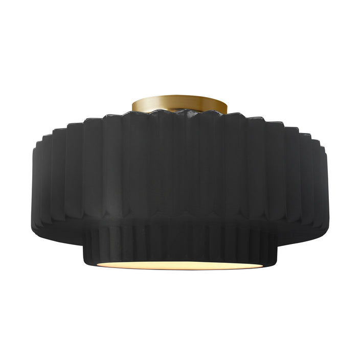 Justice Designs CER-6375-CRB-BRSS One Light Semi-Flush Mount, Carbon - Matte Black
