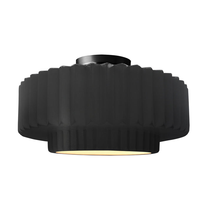 Justice Designs CER-6375-CRB-MBLK One Light Semi-Flush Mount, Carbon - Matte Black
