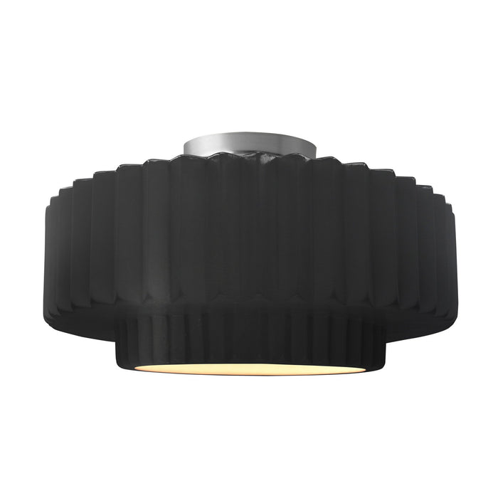 Justice Designs CER-6375-CRB-NCKL One Light Semi-Flush Mount, Carbon - Matte Black