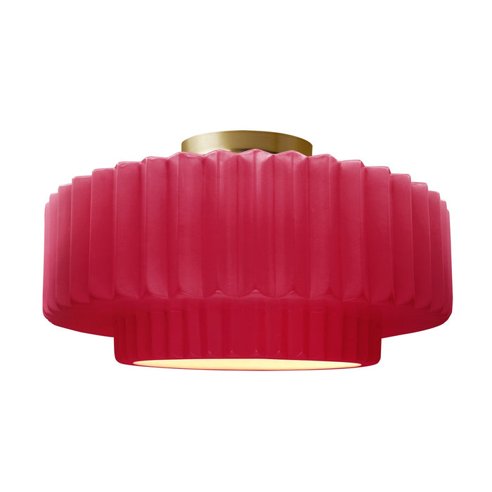 Justice Designs CER-6375-CRSE-BRSS One Light Semi-Flush Mount, Cerise