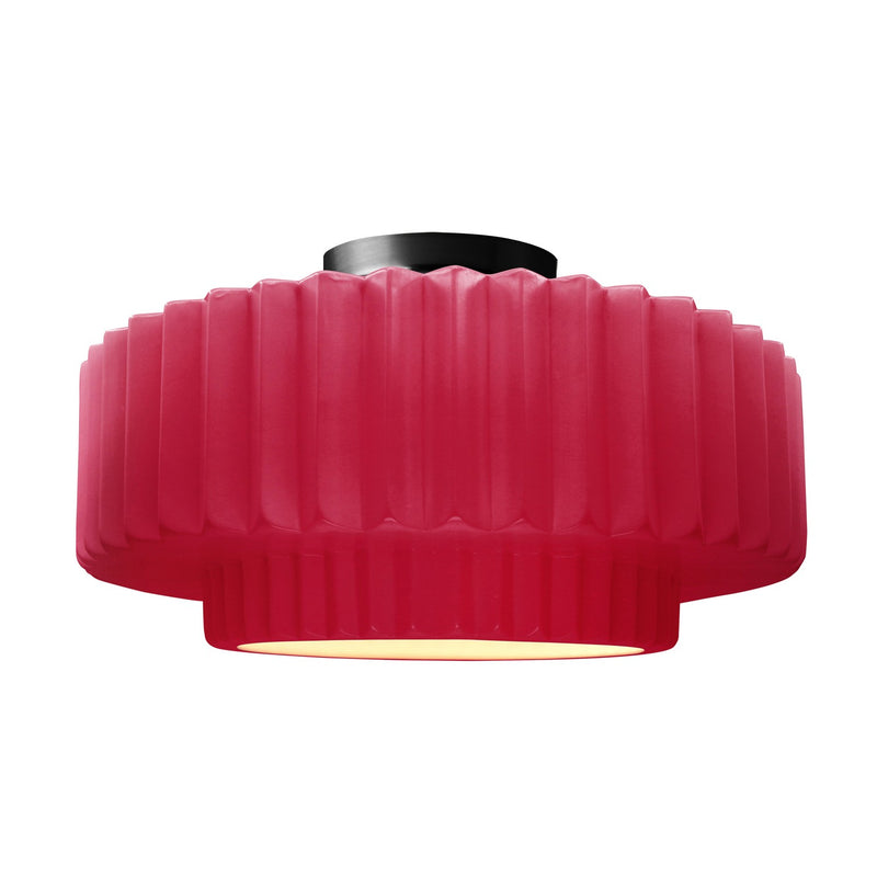 Justice Designs CER-6375-CRSE-MBLK One Light Semi-Flush Mount, Cerise