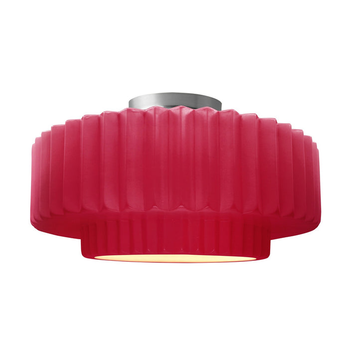 Justice Designs CER-6375-CRSE-NCKL One Light Semi-Flush Mount, Cerise