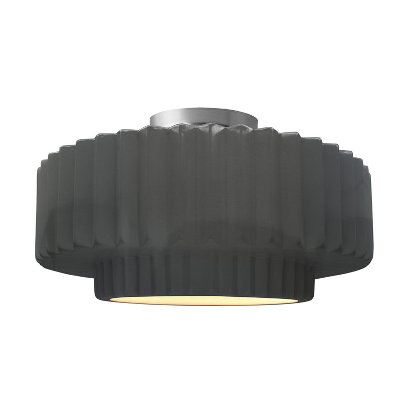 Justice Designs CER-6375-GRY-NCKL One Light Semi-Flush Mount, Gloss Grey