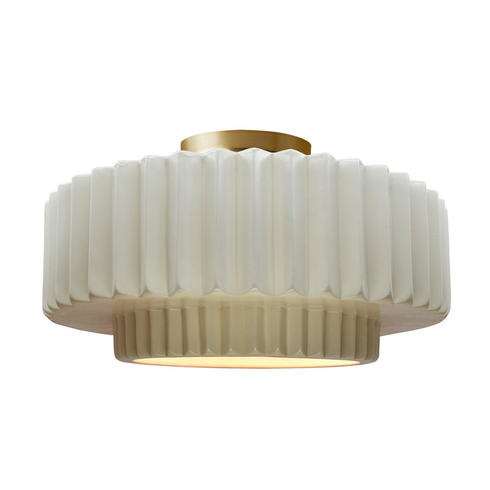 Justice Designs CER-6375-MAT-BRSS One Light Semi-Flush Mount, Matte White