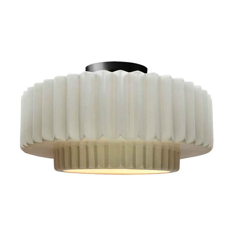 Justice Designs CER-6375-MAT-MBLK One Light Semi-Flush Mount, Matte White