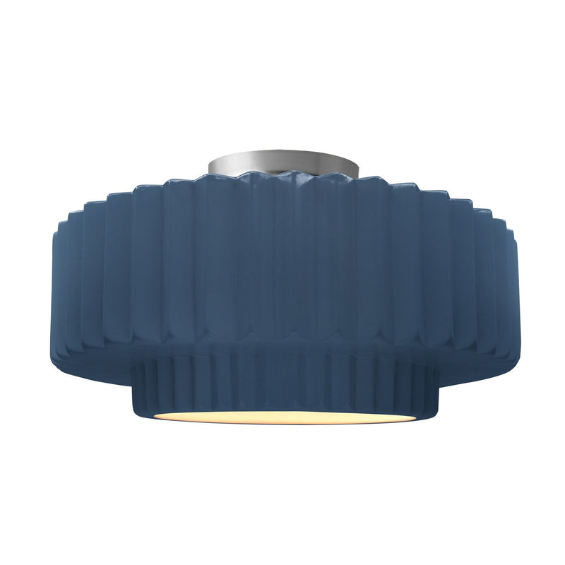 Justice Designs CER-6375-MID-NCKL One Light Semi-Flush Mount, Midnight Sky
