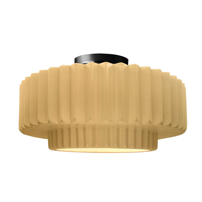 Justice Designs CER-6375-MYLW-MBLK One Light Semi-Flush Mount, Muted Yellow