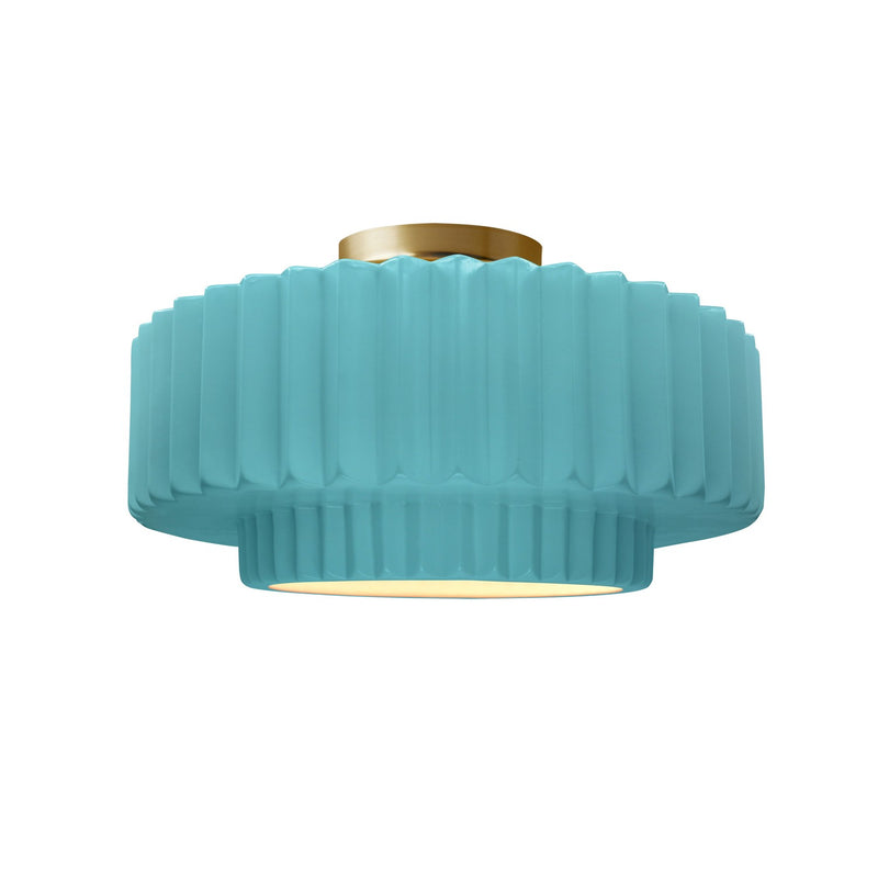 Justice Designs CER-6375-RFPL-BRSS One Light Semi-Flush Mount, Reflecting Pool
