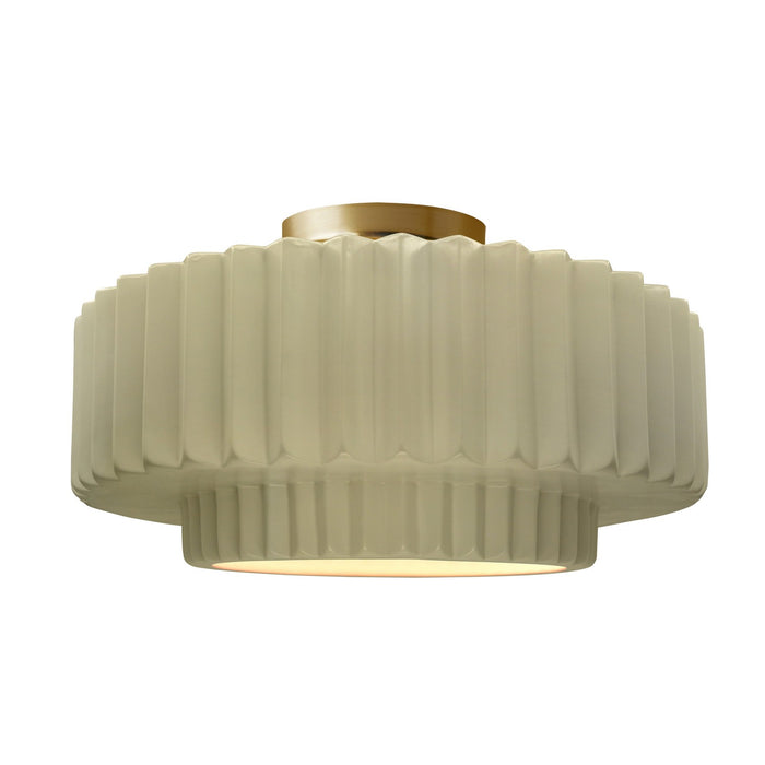 Justice Designs CER-6375-VAN-BRSS One Light Semi-Flush Mount, Vanilla (Gloss)