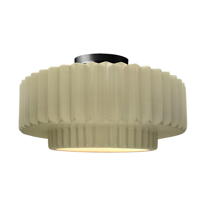Justice Designs CER-6375-VAN-MBLK One Light Semi-Flush Mount, Vanilla (Gloss)