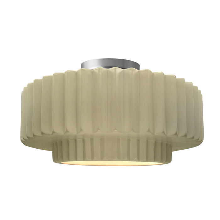 Justice Designs CER-6375-VAN-NCKL One Light Semi-Flush Mount, Vanilla (Gloss)