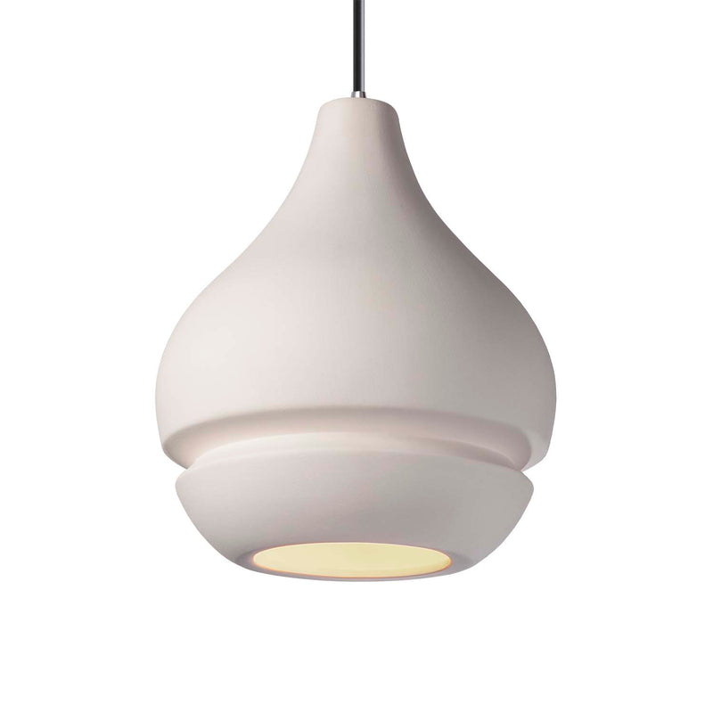 Justice Designs CER-6400-BIS-CROM-BKCD One Light Pendant, Bisque