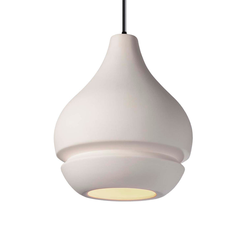 Justice Designs CER-6400-BIS-MBLK-BKCD One Light Pendant, Bisque