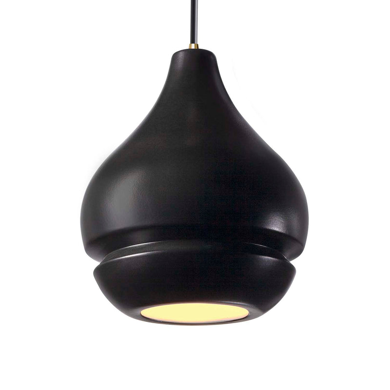Justice Designs CER-6400-CRB-ABRS-BKCD One Light Pendant, Carbon - Matte Black