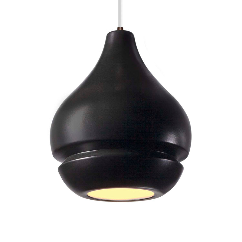 Justice Designs CER-6400-CRB-DBRZ-WTCD One Light Pendant, Carbon - Matte Black
