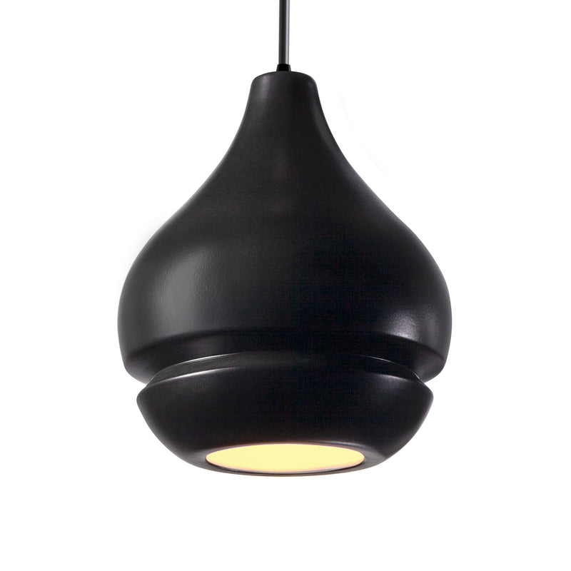 Justice Designs CER-6400-CRB-MBLK-BKCD One Light Pendant, Carbon - Matte Black