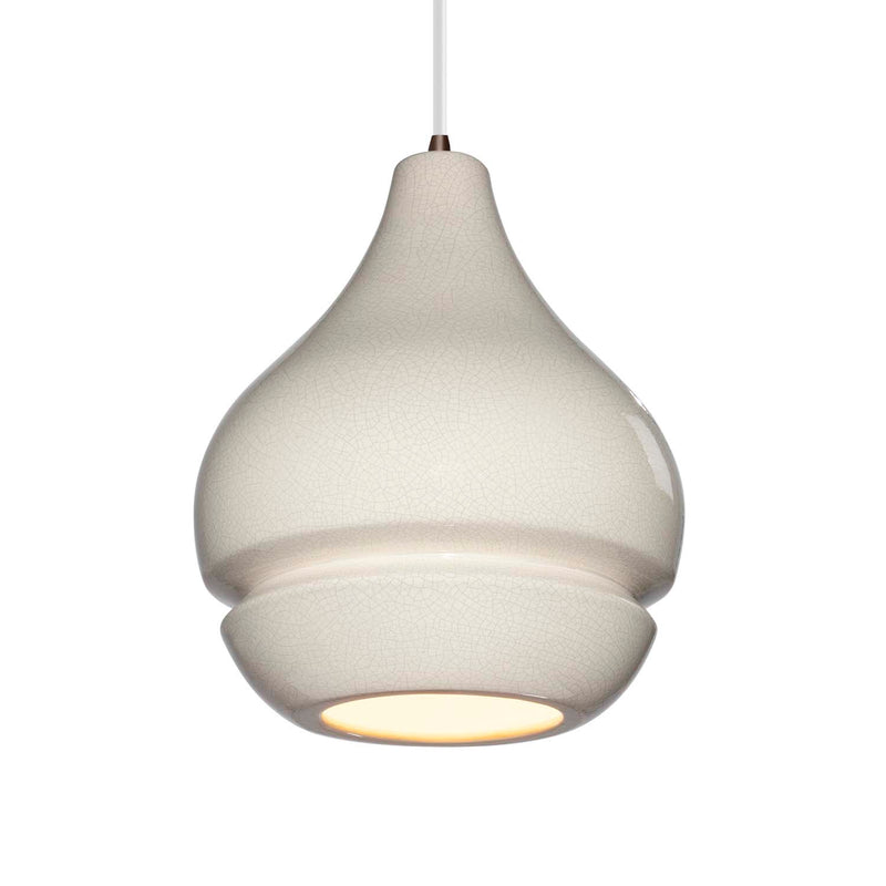 Justice Designs CER-6400-CRK-DBRZ-WTCD One Light Pendant, White Crackle