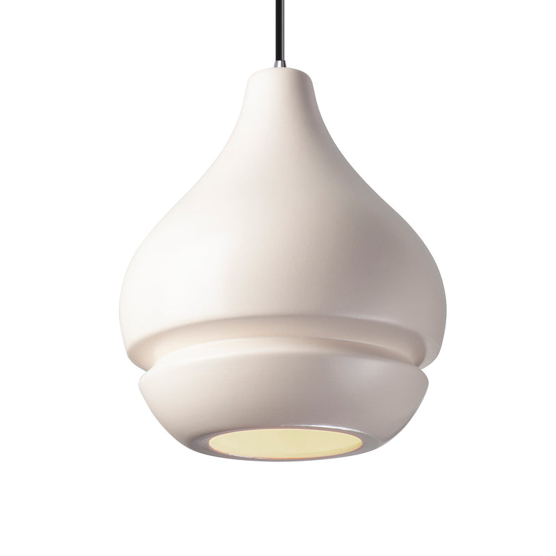 Justice Designs CER-6400-MAT-CROM-BKCD One Light Pendant, Matte White