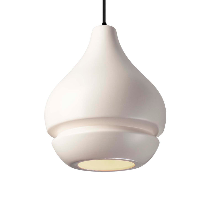 Justice Designs CER-6400-MAT-MBLK-BKCD One Light Pendant, Matte White