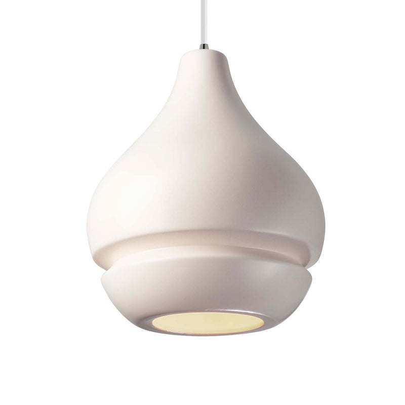 Justice Designs CER-6400-MAT-NCKL-WTCD One Light Pendant, Matte White