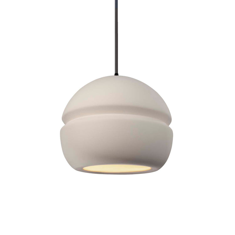 Justice Designs CER-6410-BIS-MBLK-BKCD One Light Pendant, Bisque