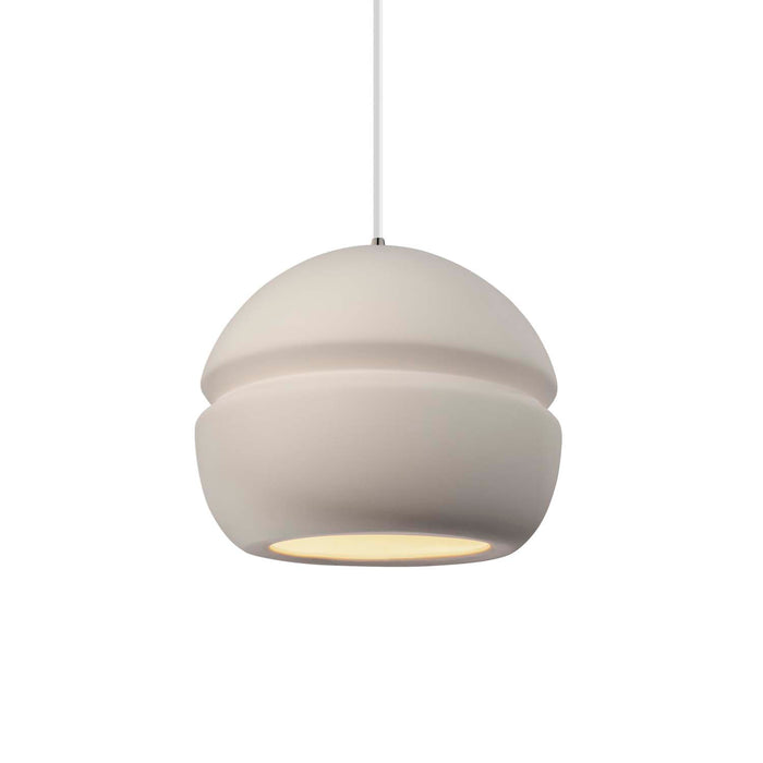 Justice Designs CER-6410-BIS-NCKL-WTCD One Light Pendant, Bisque