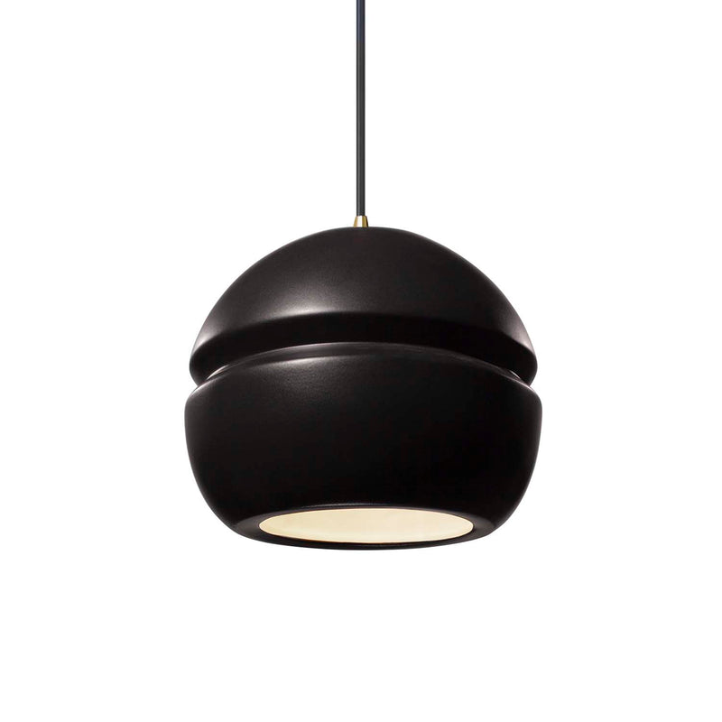 Justice Designs CER-6410-CRB-ABRS-BKCD One Light Pendant, Carbon - Matte Black