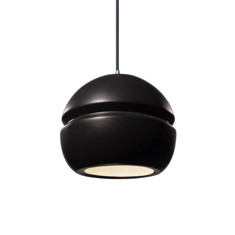 Justice Designs CER-6410-CRB-CROM-BKCD One Light Pendant, Carbon - Matte Black