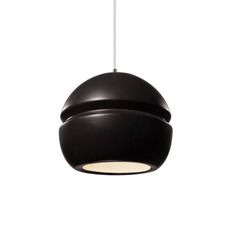 Justice Designs CER-6410-CRB-NCKL-WTCD One Light Pendant, Carbon - Matte Black