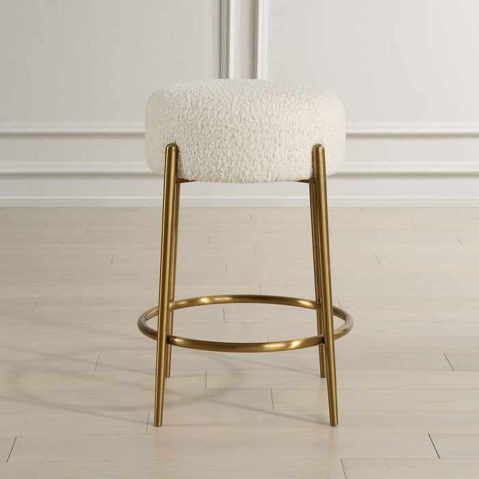 Uttermost 23810 Counter Stool, Brushed Brass