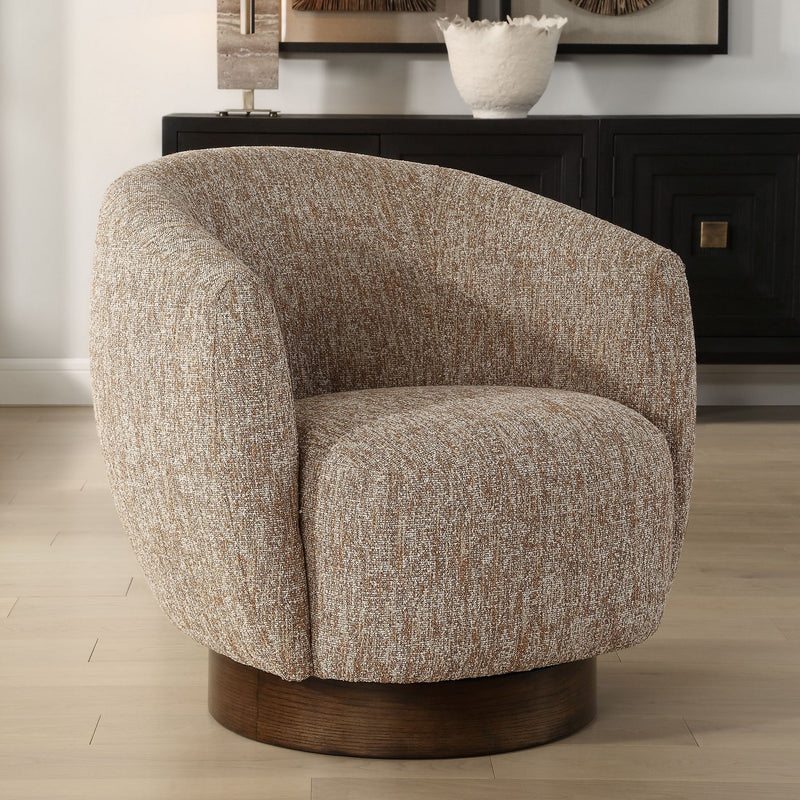 Uttermost 23842 Swivel Chair, Dark Walnut