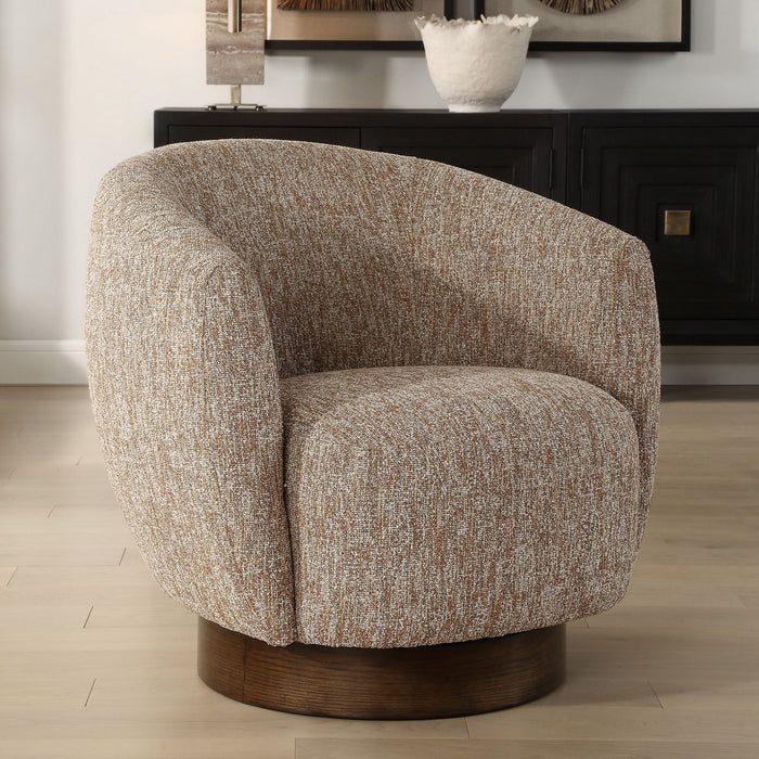 Uttermost 23842 Swivel Chair, Dark Walnut