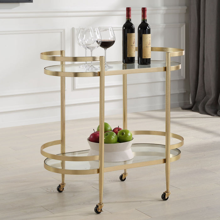 Uttermost 24246 Bar Cart, Gold Leaf
