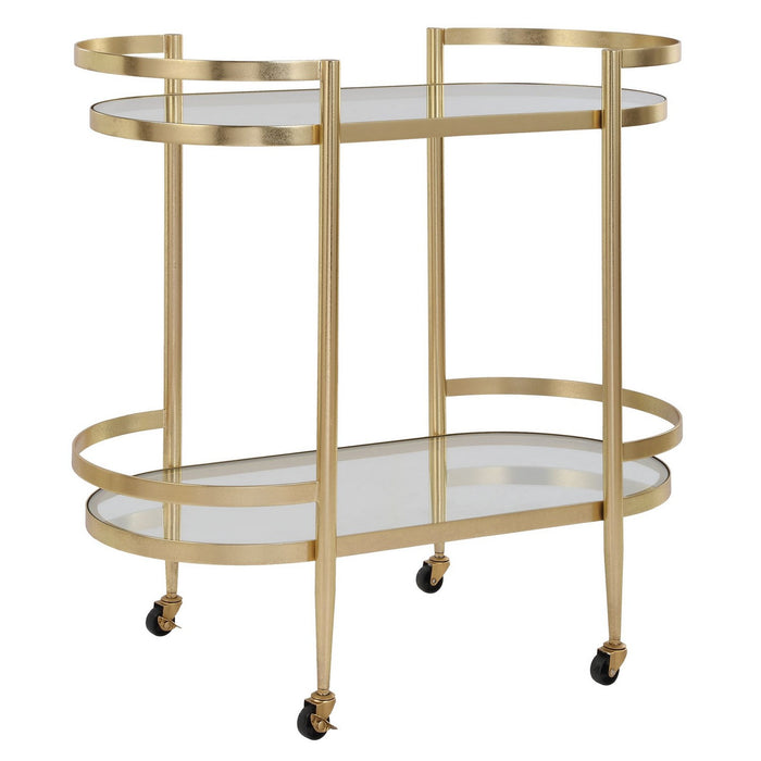 Uttermost 24246 Bar Cart, Gold Leaf