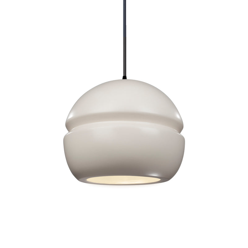 Justice Designs CER-6410-MAT-MBLK-BKCD One Light Pendant, Matte White