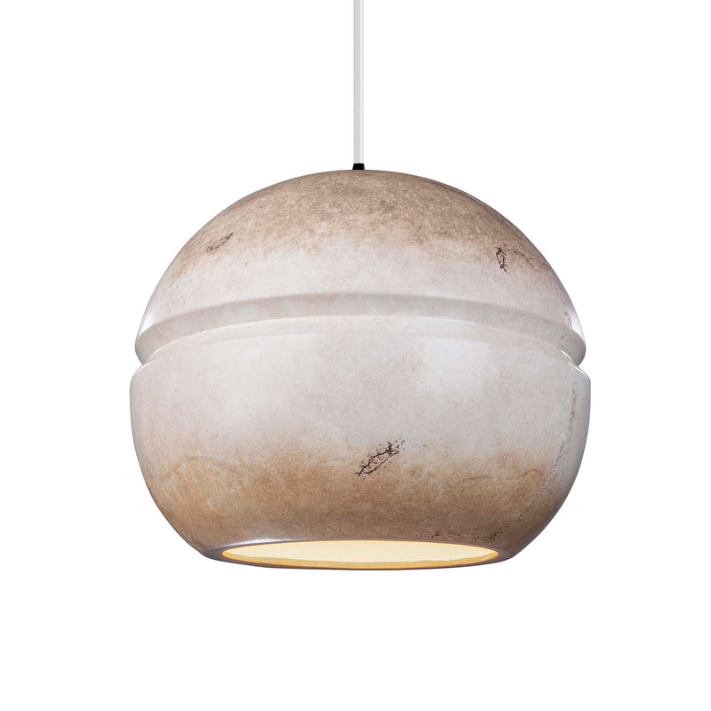 Justice Designs CER-6415-TRAG-MBLK-WTCD One Light Pendant, Greco Travertine