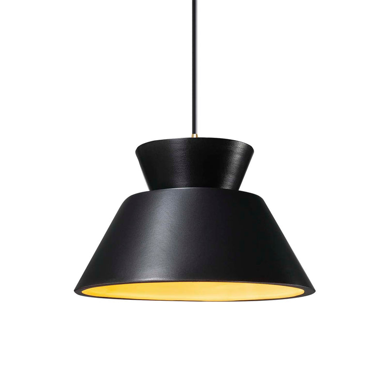 Justice Designs CER-6420-CBGD-ABRS-BKCD One Light Pendant, Carbon Matte Black with Champagne Gold