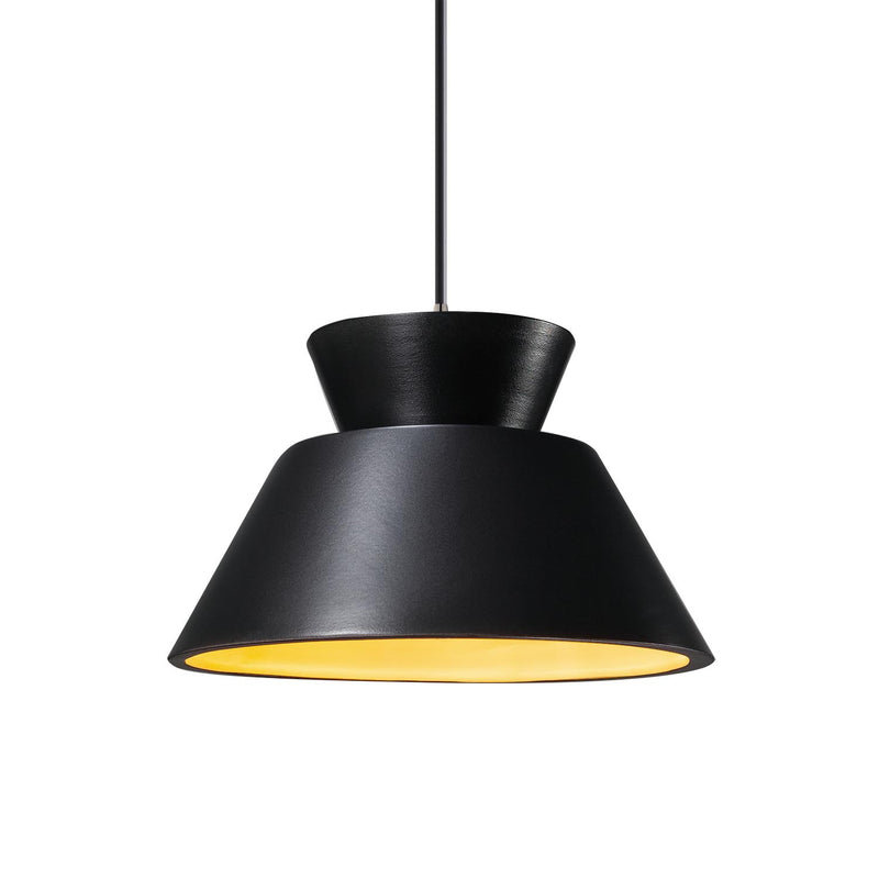 Justice Designs CER-6420-CBGD-NCKL-BKCD One Light Pendant, Carbon Matte Black with Champagne Gold