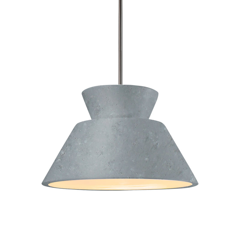 Justice Designs CER-6420-CONC-NCKL-RIGID One Light Pendant, Concrete