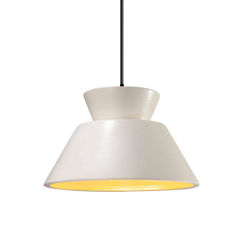 Justice Designs CER-6420-MTGD-MBLK-BKCD One Light Pendant, Matte White with Champagne Gold
